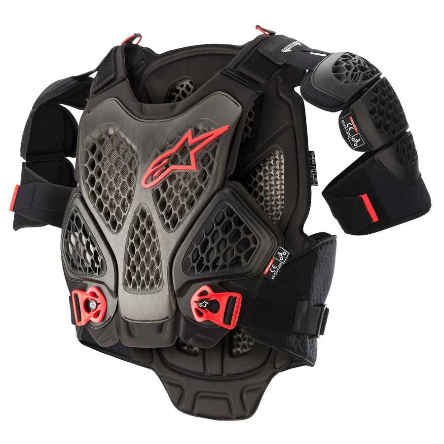 Alpinestars, ALPINESTARS BLACK ANTHRACITE RED A-6 CHEST PROTECTOR