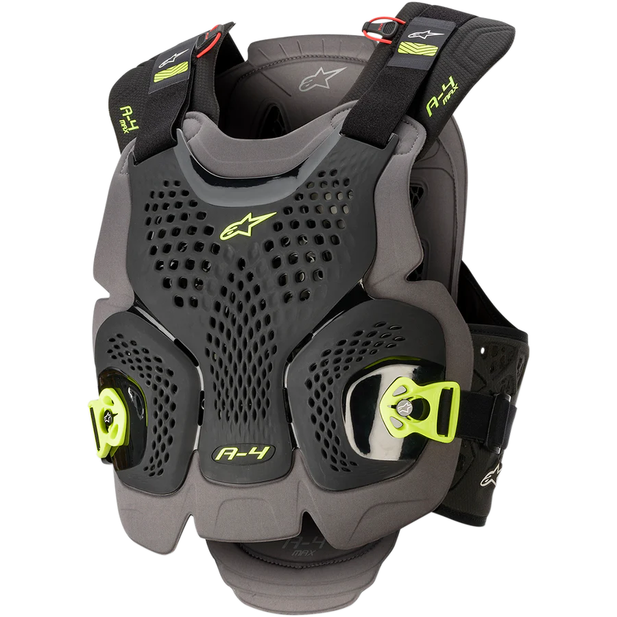 Alpinestars, ALPINESTARS BLACK ANTHRACITE YELLOW FLUO A-4 MAX CHEST PROTECTOR