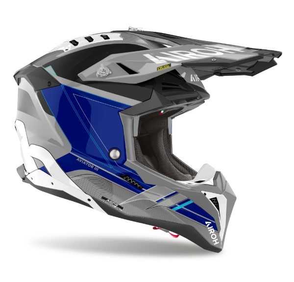 Airoh, Airoh Aviator 3 Saber Blue Gloss MX Helmet 22:06