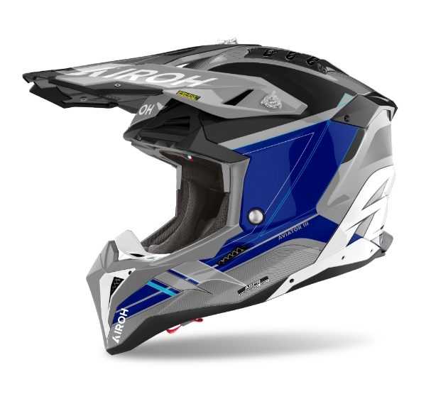 Airoh, Airoh Aviator 3 Saber Blue Gloss MX Helmet 22:06