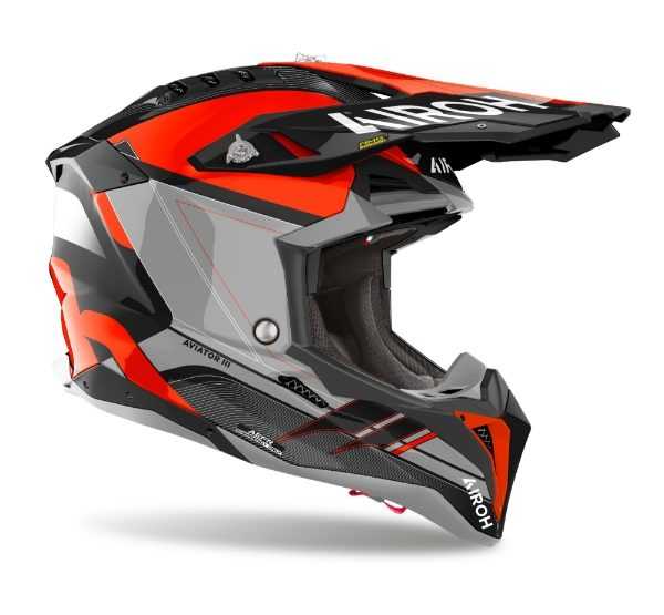 Airoh, Airoh Aviator 3 Saber Orange Gloss MX Helmet 22:06