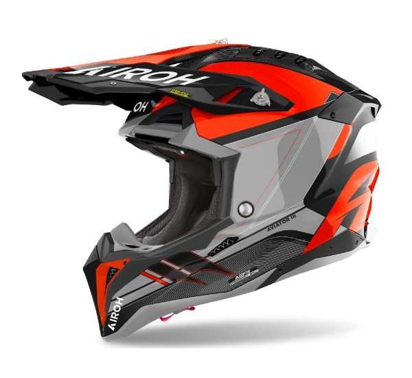 Airoh, Airoh Aviator 3 Saber Orange Gloss MX Helmet 22:06