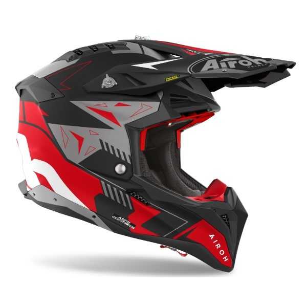 Airoh, Airoh Aviator 3 Spin Red Matt MX Helmet 22:06