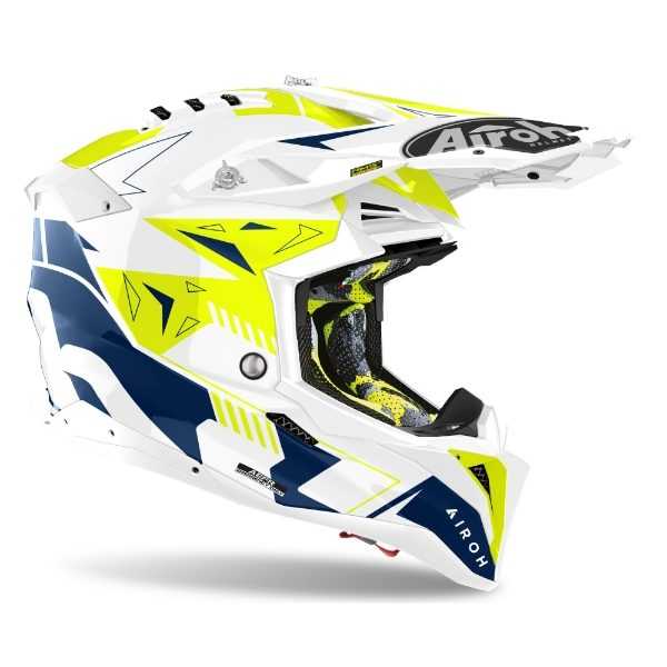 Airoh, Airoh Aviator 3 Spin Yellow/Blue Gloss MX Helmet 22:06