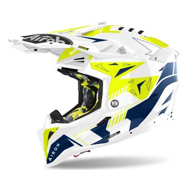 Airoh, Airoh Aviator 3 Spin Yellow/Blue Gloss MX Helmet 22:06