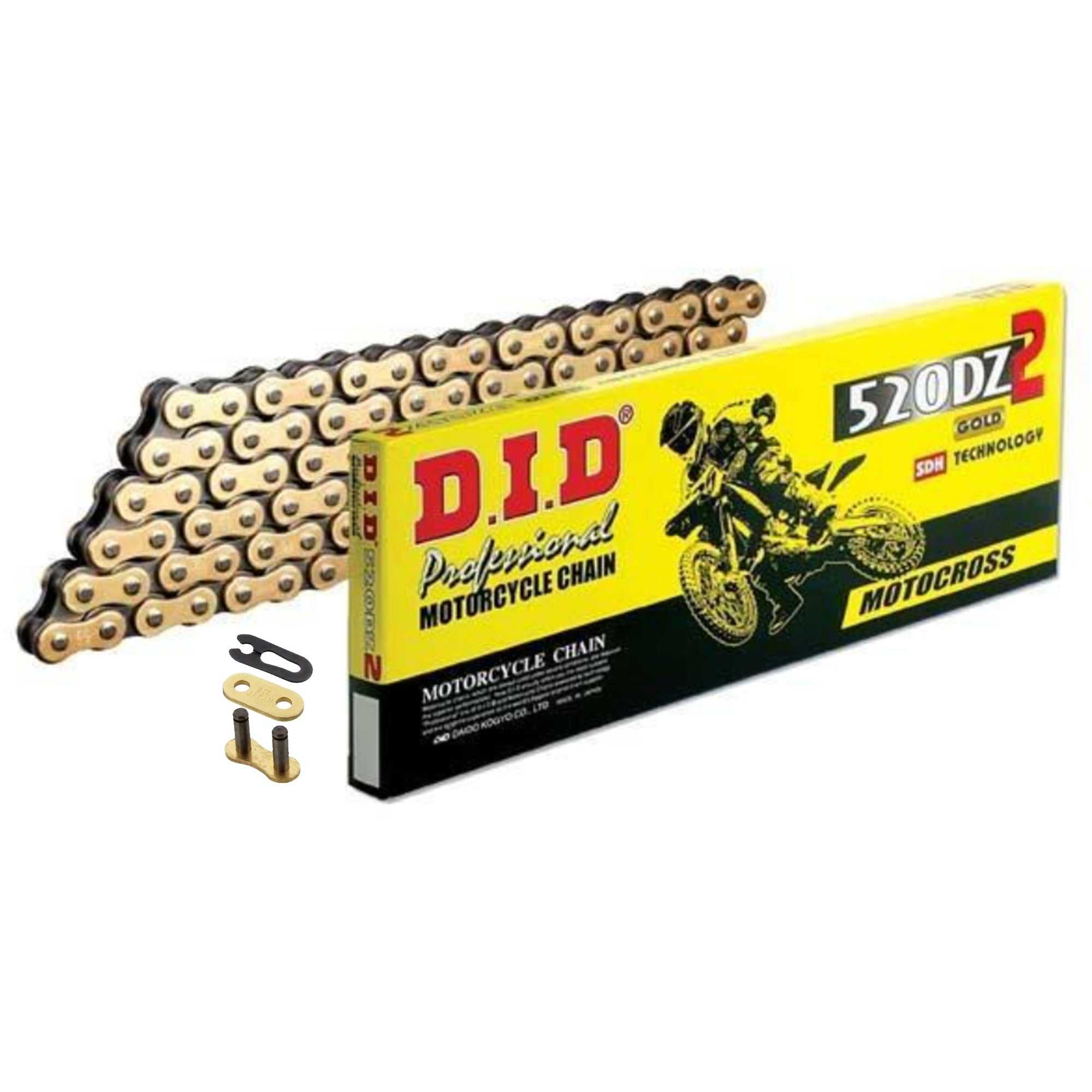 DID, DID 520 DZ2 Lightweight Motocross Chain Gold 520DZ2GB 116 (RJ)