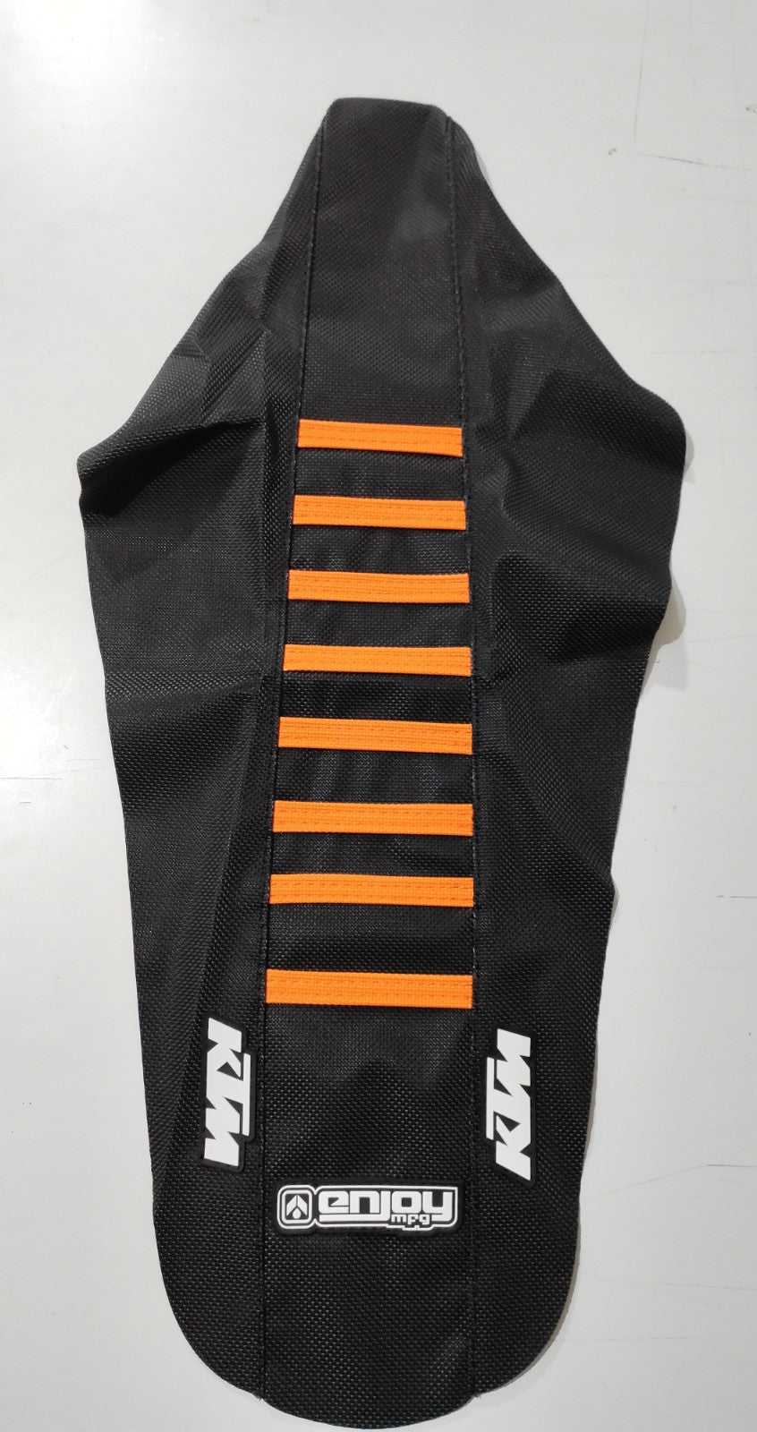 Enjoy Manufacturing, ENJOY MANUFACTURING KTM SEAT COVER SX SXF 2023 RIBBED LOGO, BLACK ORANGE