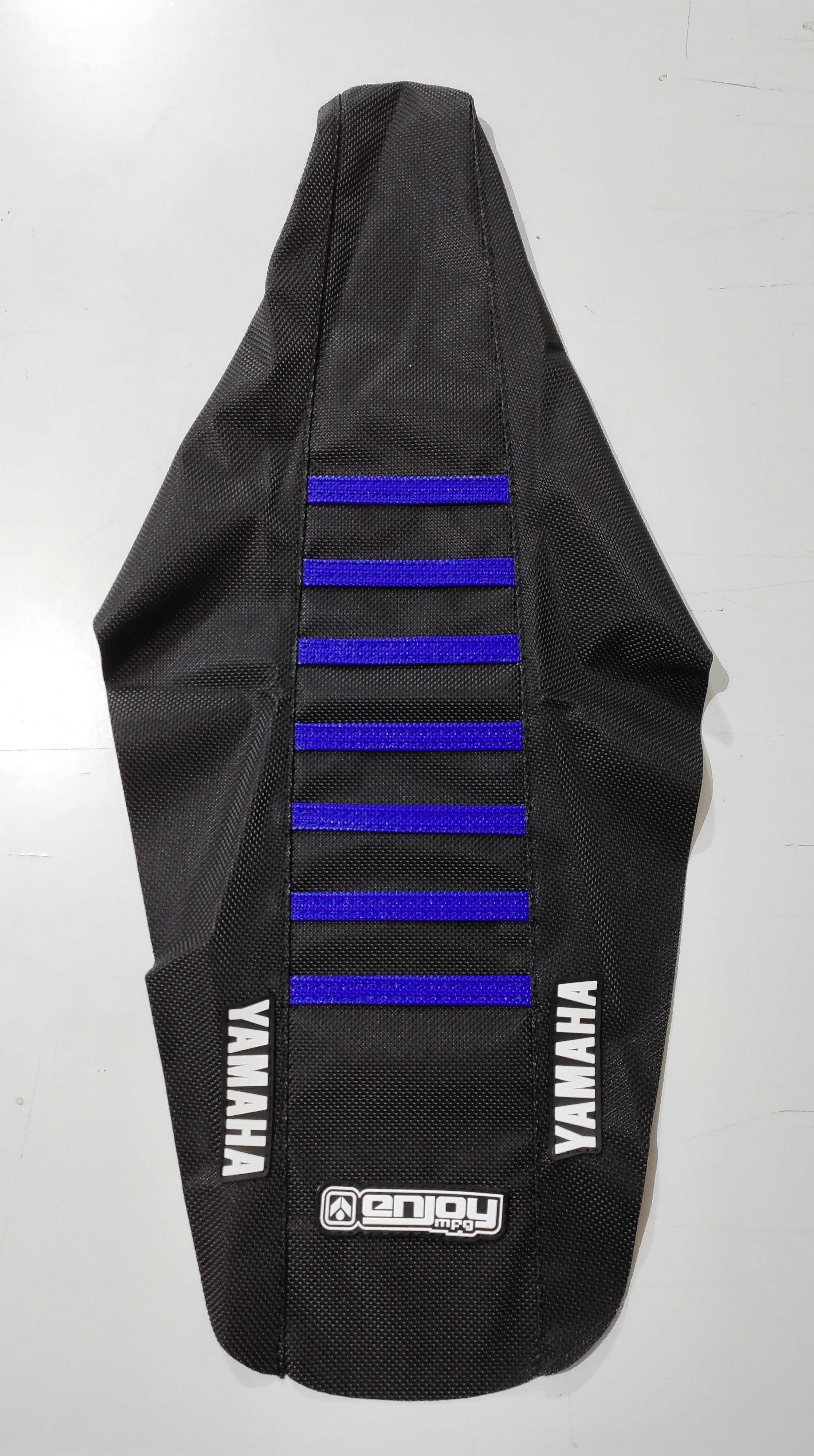 Enjoy Manufacturing, ENJOY MANUFACTURING YAMAHA SEAT COVER YZF 450 2023 RIBBED LOGO, BLACK / BLUE