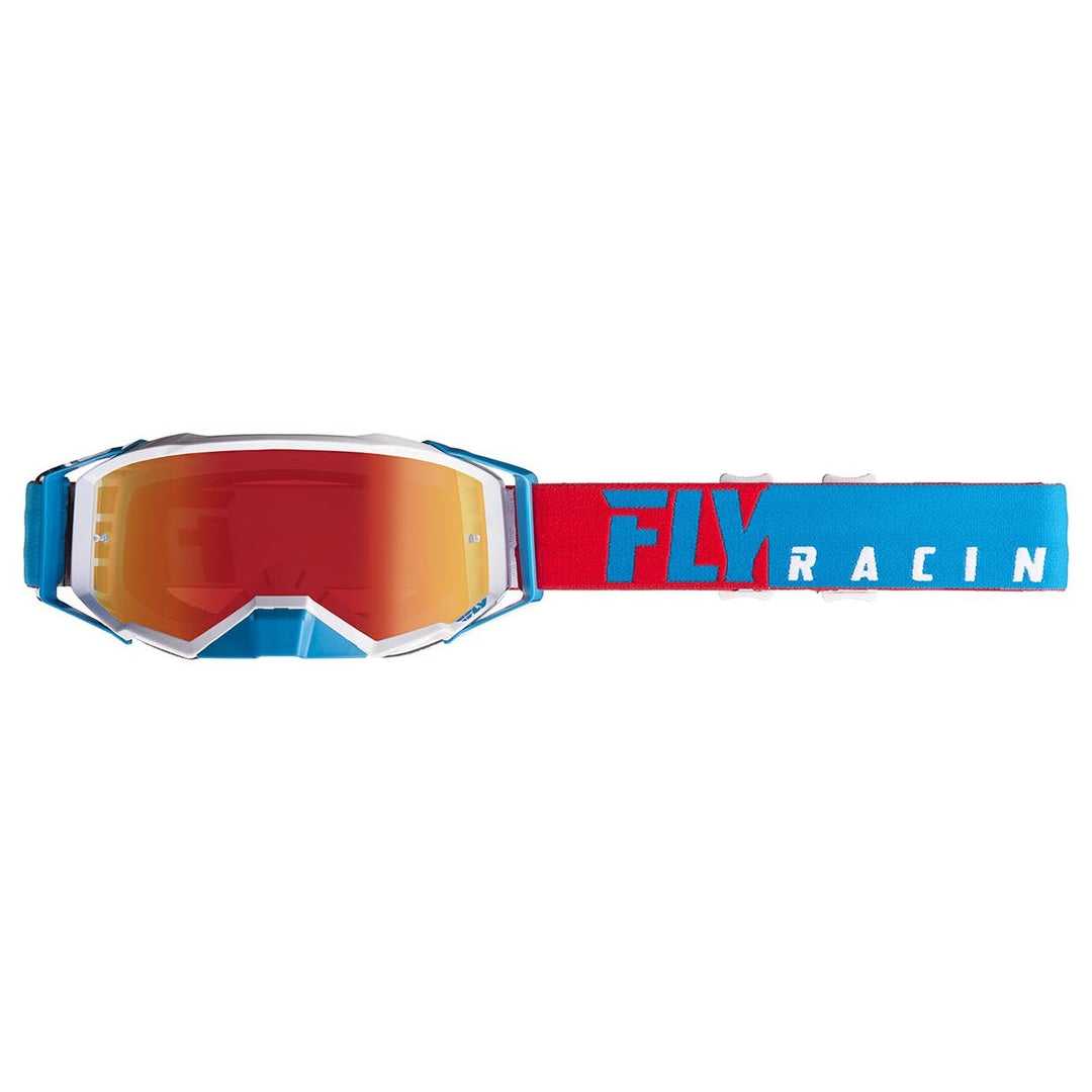 Fly Racing, FLY 2020 ZONE PRO GOGGLE ADULT (RED/WHITE/BLUE) BLUE MIRROR/SMOKE LENS