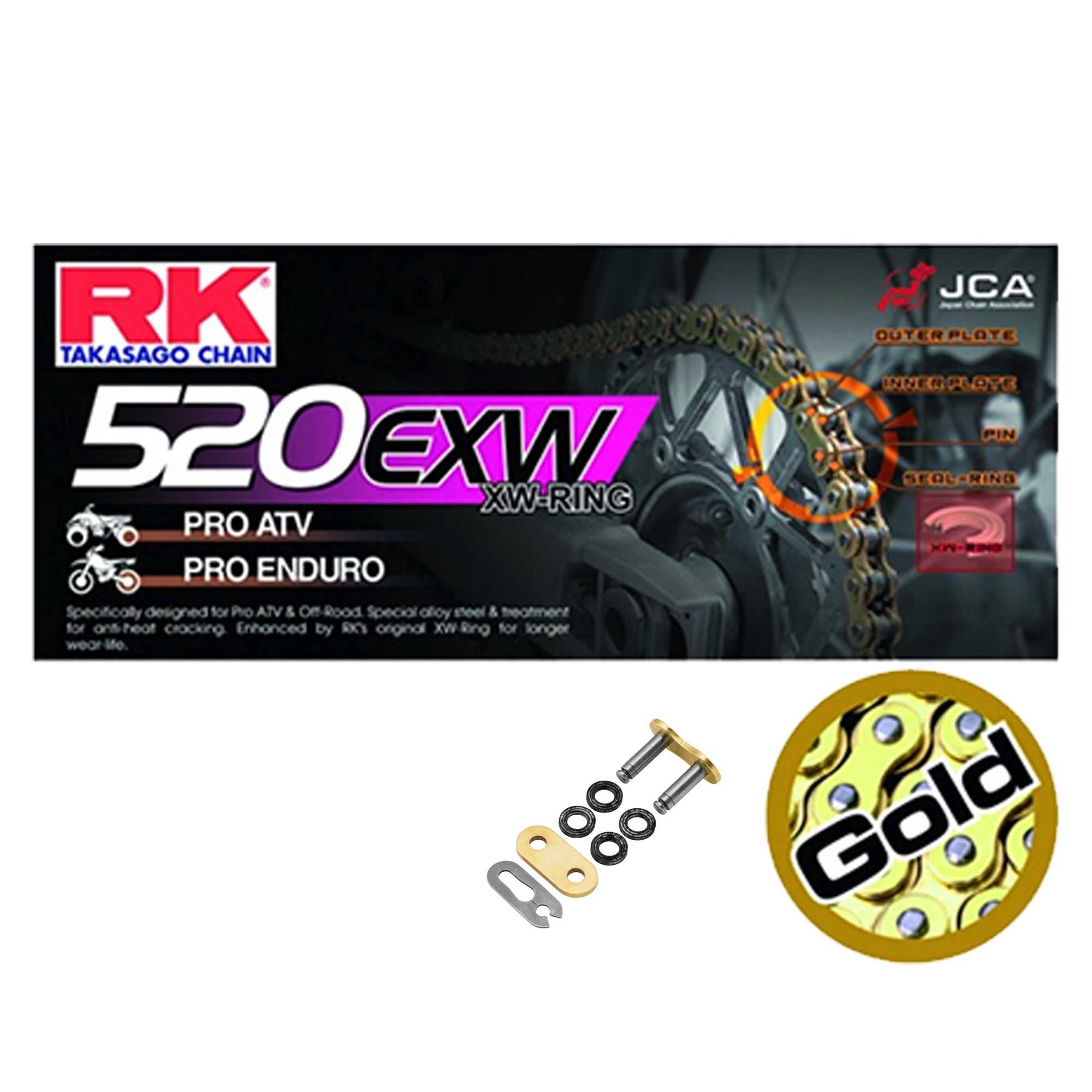 RK, KTM 450 SXF 2013-2018 RK 520 EXW Super Strong X-Ring Motocross / Enduro Racing Drive Chain Gold 520EXWGB 118