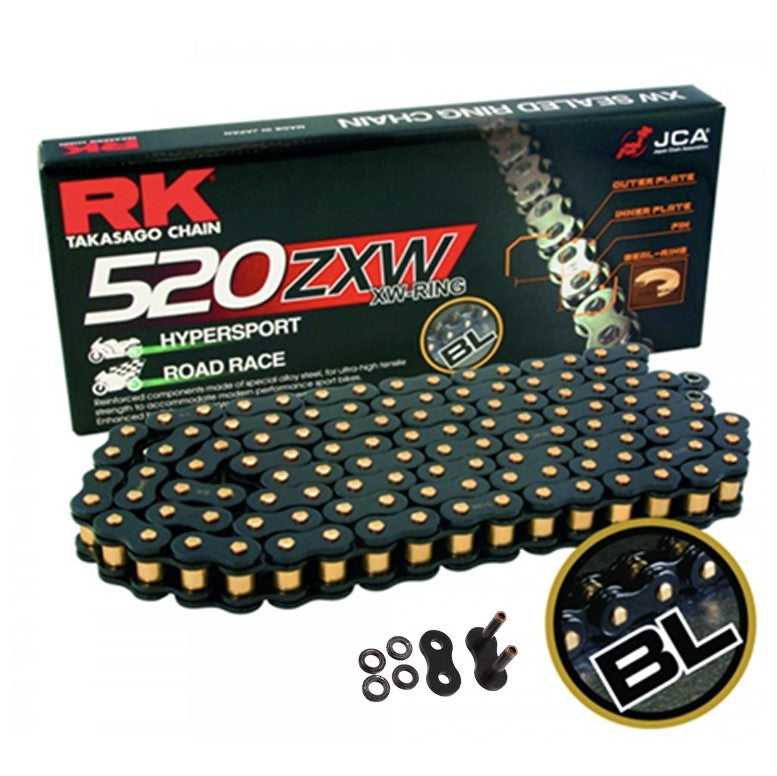 RK, RK 520 Black Scale Ultra-HD XW-Ring Motorcycle Bike Chain 520 ZXW 120 Links with Rivet Link