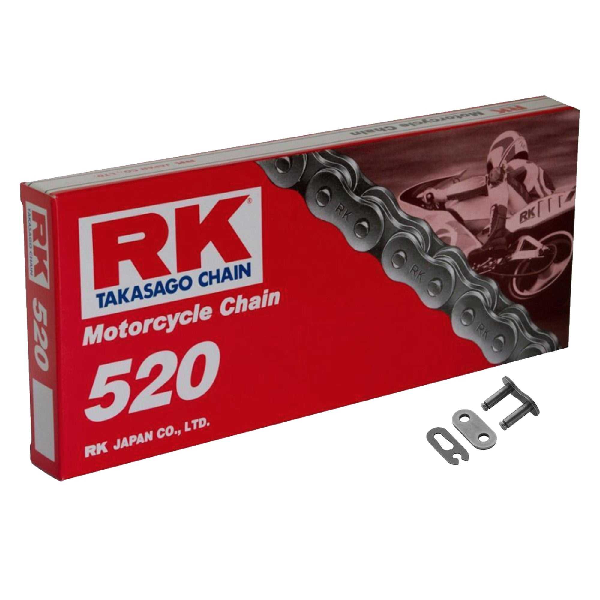 Chains and Sprockets, RK 520 Steel Standard Motorcycle Drive Chain 520 Pitch 114 Links with Split Link