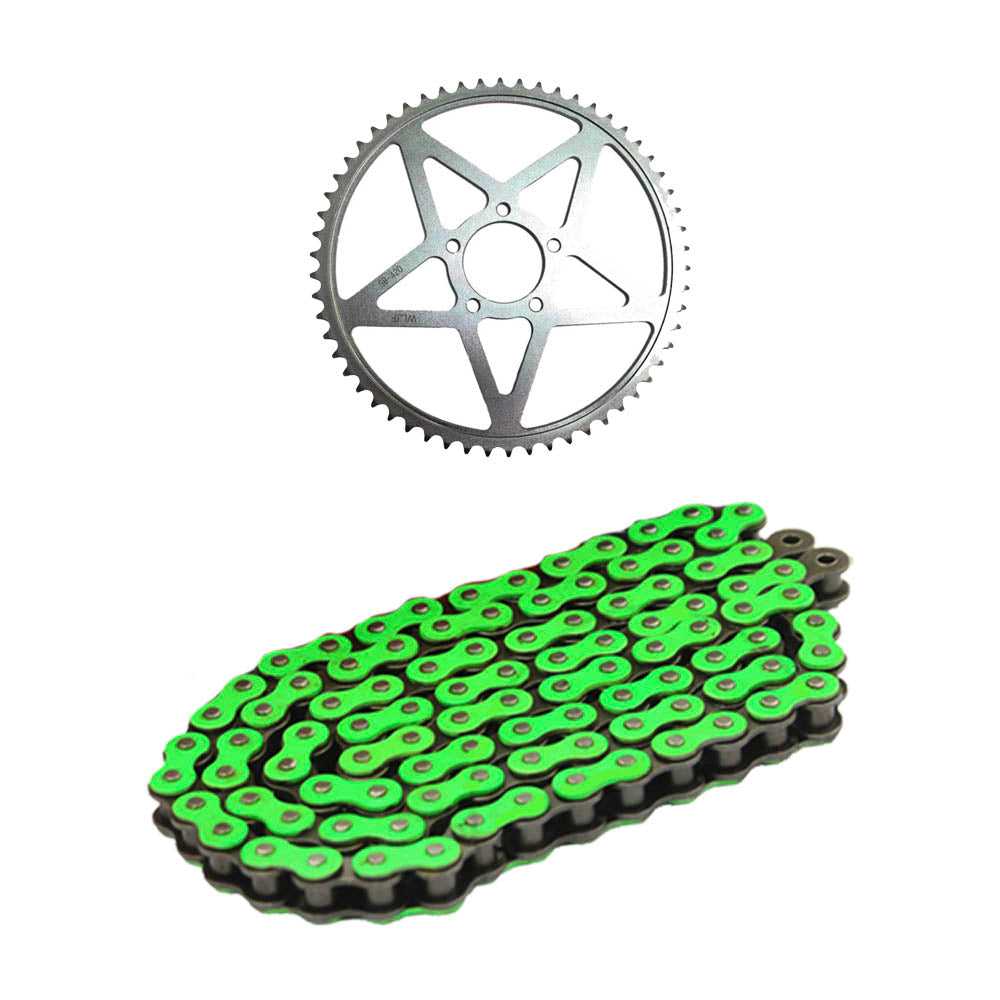 JT/RK/Surron, Sur-Ron LB, X & L1E Green RK Chain & 58T Rear Sprocket Bundle